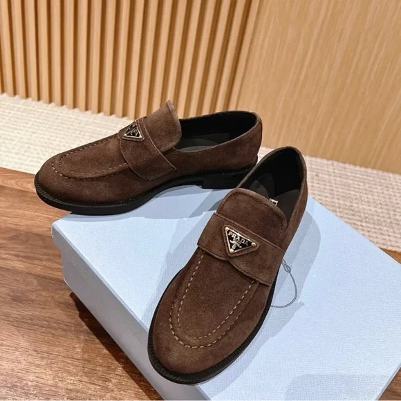 Prada Chocolate Suede Loafers - Picture 2 of 8